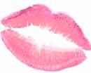 Отпечаток губ с розовой помадой