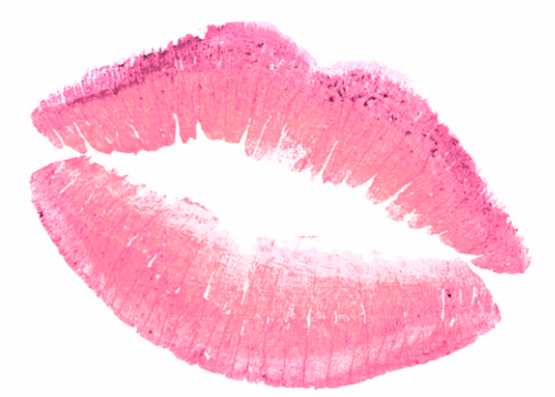 Отпечаток губ с розовой помадой