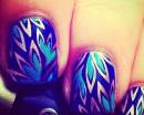 Сине-серебристые узоры на ногтях