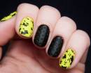 Черно-желтый дизайн ногтей