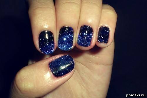 Маникюр "Звездное небо" на короткие ногти