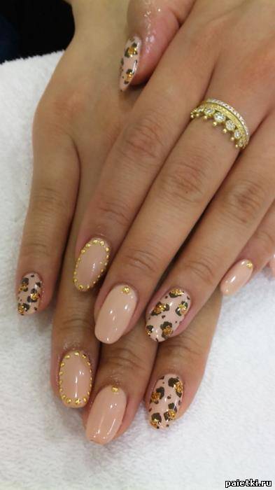 Красивый дизайн ногтей: золотисто-леопардовый