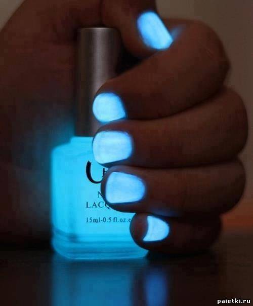 Флуоресцентный лак на ногтях,светящийся в темноте