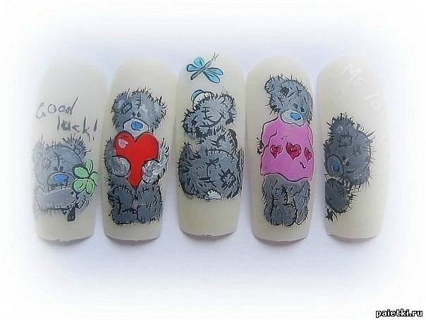 Идея: Накладные ногти Мишки Тедди