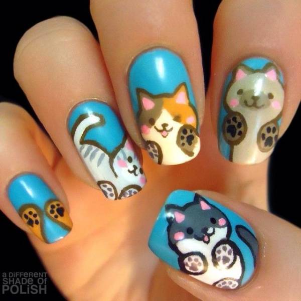 Котики на ногтях