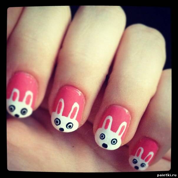 Рисунки на ногтях: Зайцы