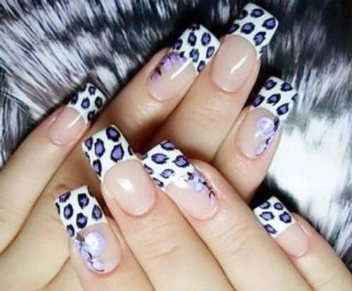 Бело-фиолетовый леопардовый френч