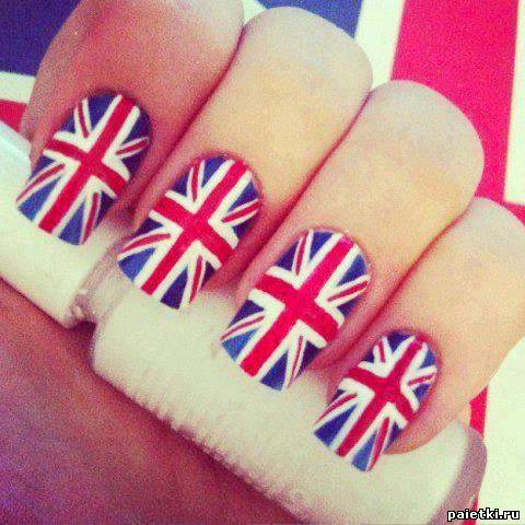 арт Британский флаг на ногтях