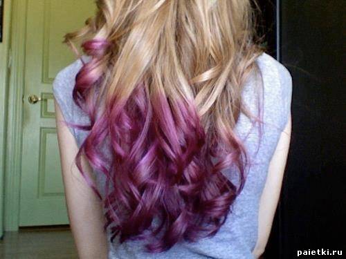 Фиолетовые концы длинных волос