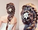 Свадебная прическа с плетением с лилией в волосах