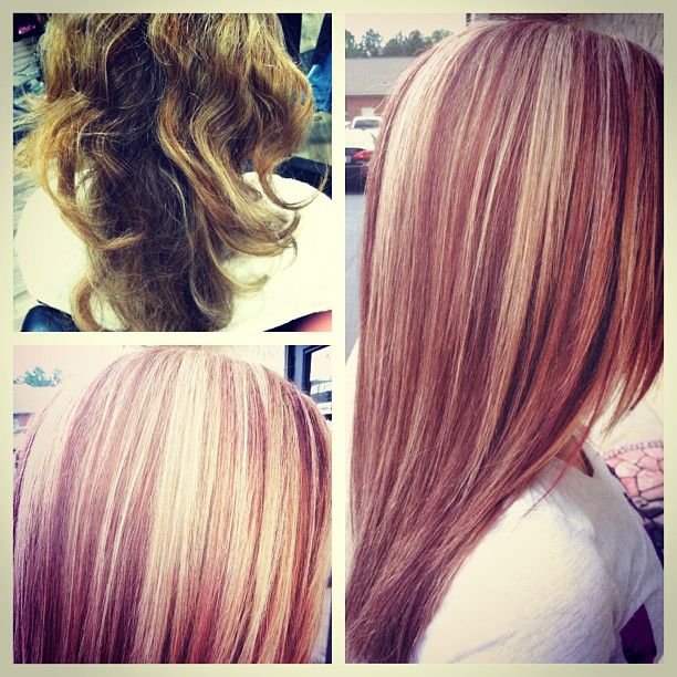 До и после: покраска: красный + блонд