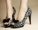 Леопардовые чёрно-белые туфли с бантиками