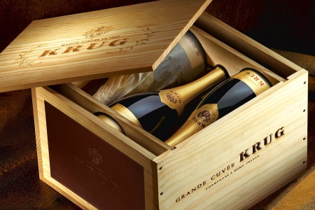Французское шампанское Крюг в деревянном ящике