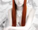 Креативная челка на длинные рыжие волосы