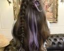 Коса и фиолетовые пряди