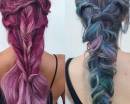 Две прически: розовые и фиолетовые волосы