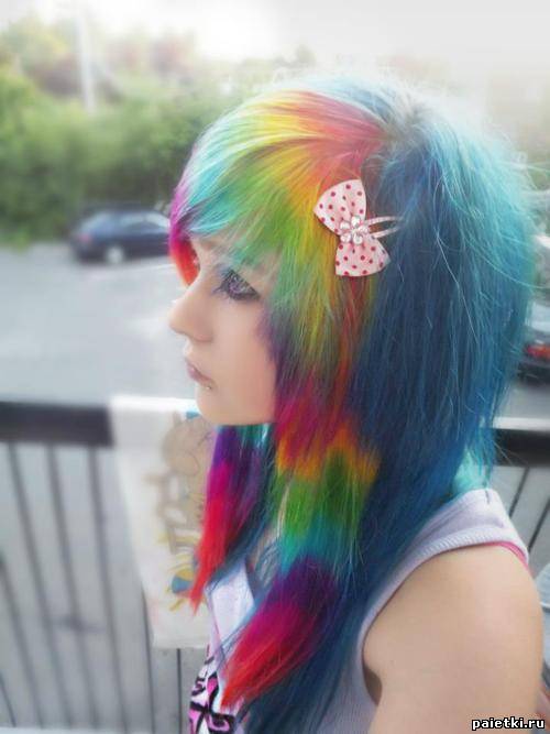 Яркое окрашивание волос в цвета радуги