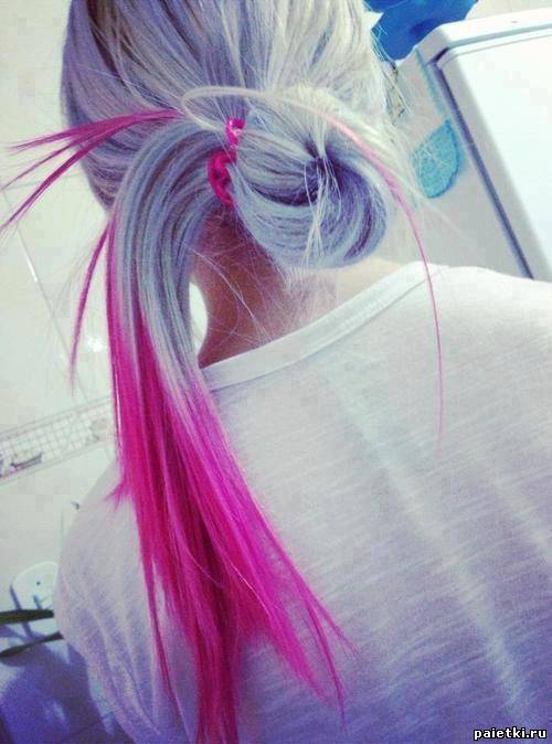 Идея омбре: Голубые волосы и розовые концы