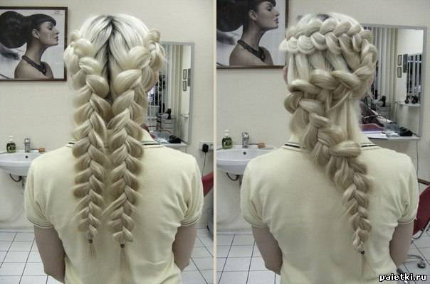 2 варианта плетения кос на длинные волосы блондинк