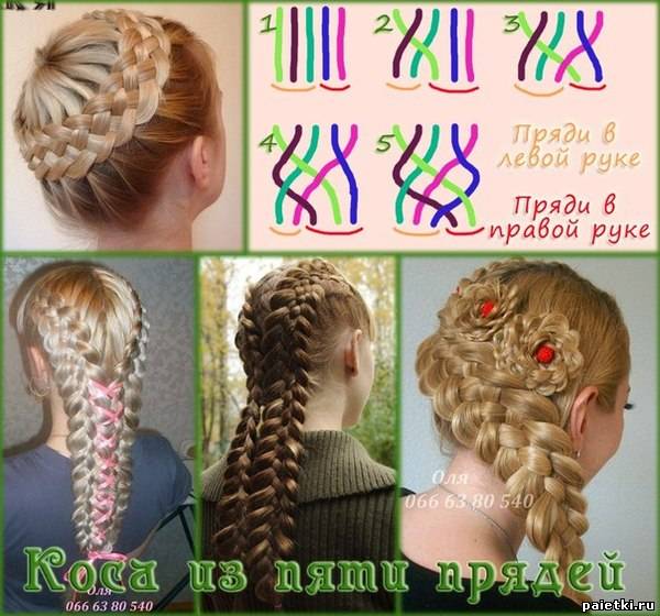 4 фото причесок с косами из пяти прядей (урок)