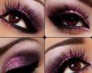 Фиолетовые блестящие тени для карих глаз