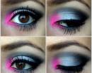 макияж глаз розово-голубыми тенями