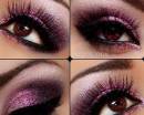 Карие глаза с блестящими фиолетовыми тенями