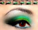 Зелено-бирюзовый вариант макияжа карих глаз