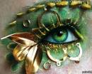 Золотисто-зеленый визаж глаз