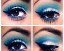 Бирюзово-синий макияж со стрелками для карих глаз