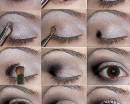 Урок макияжа:серые блестящие тени для карих глаз