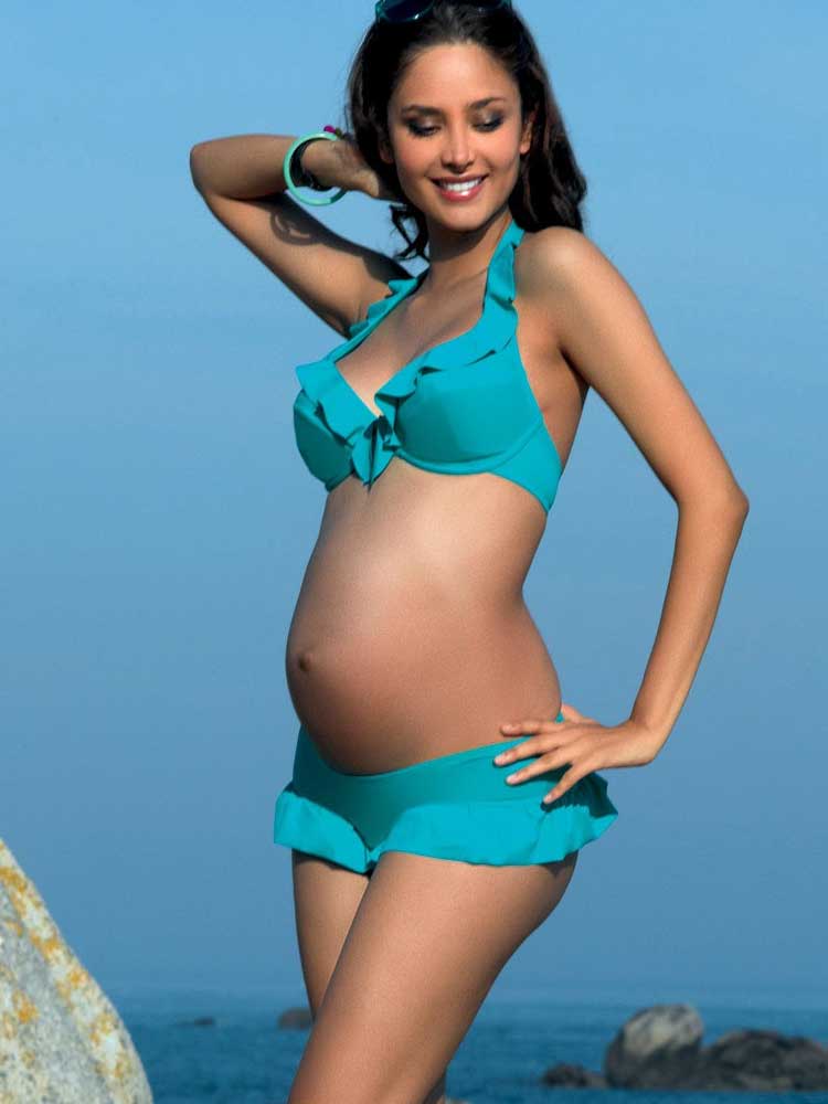 голубой купальник для беременных